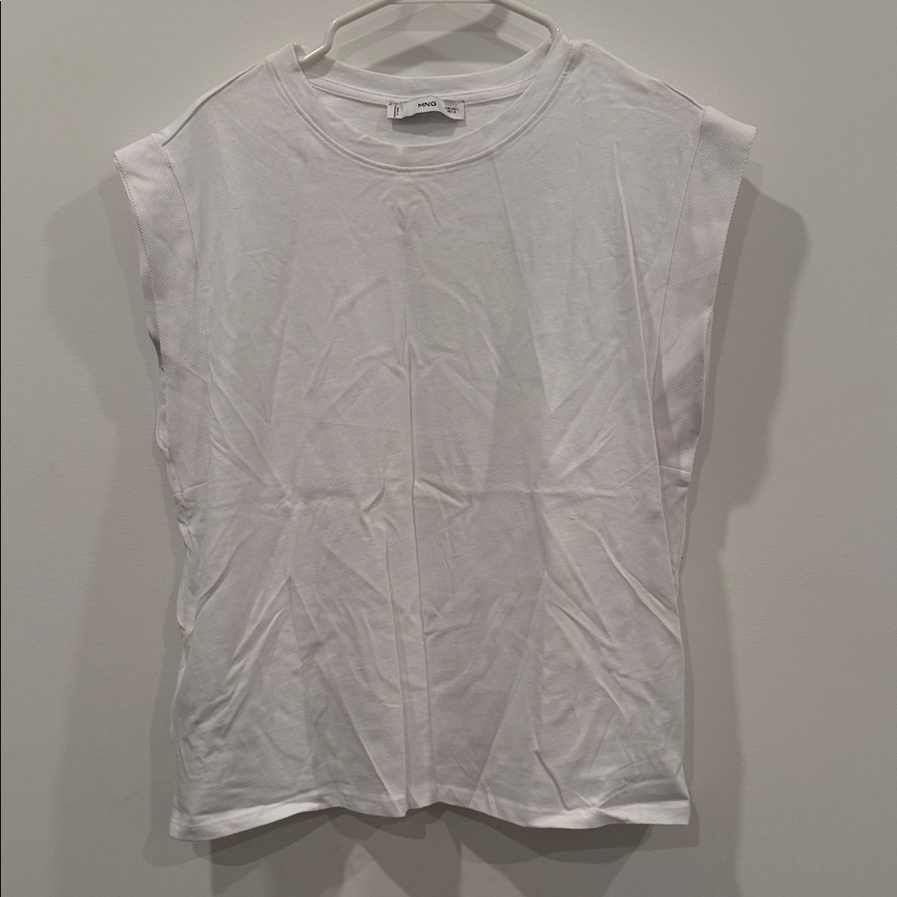 Mango White Sleeveless Muscle Tee
